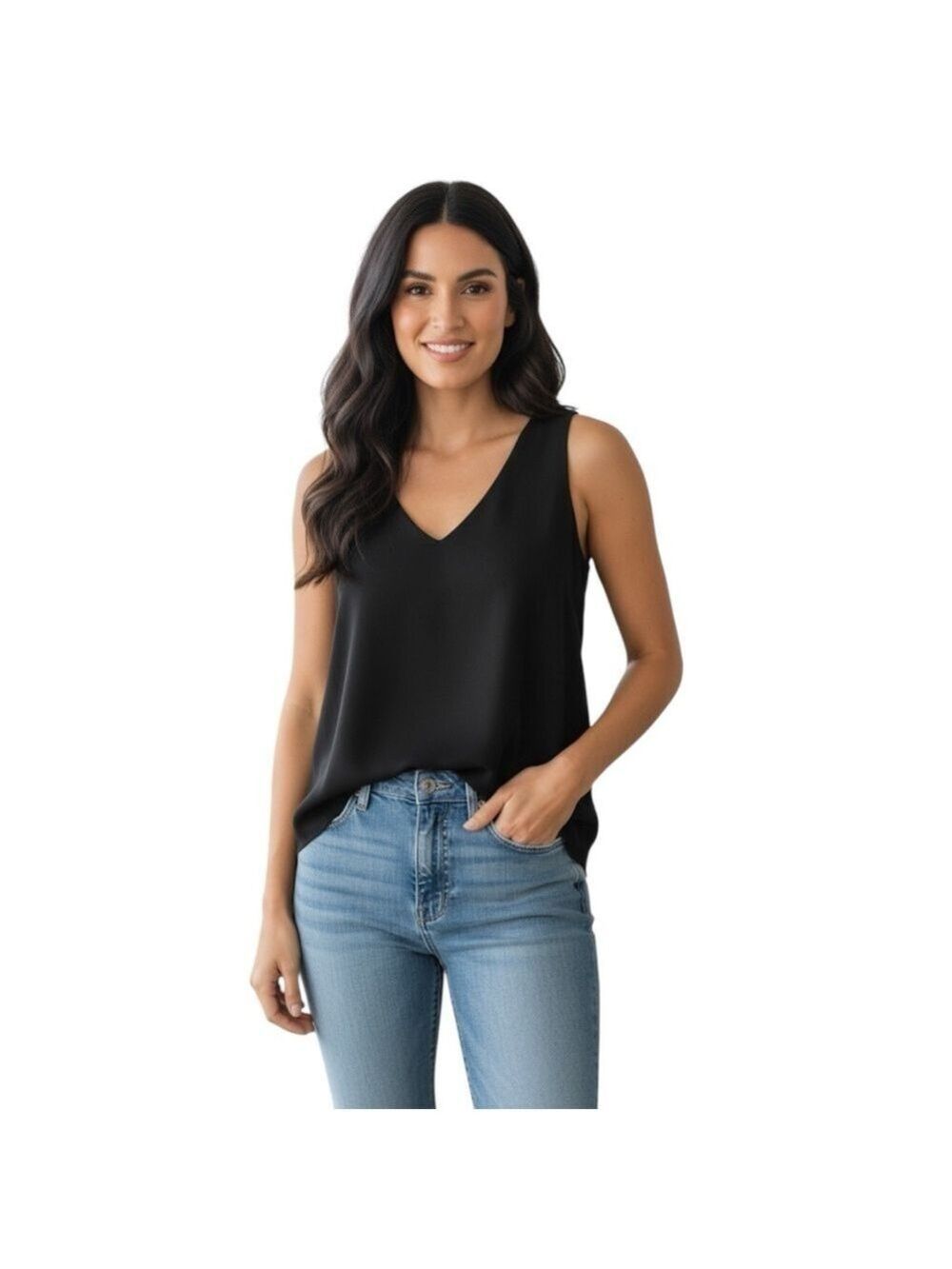 Alice Co Black Sleeveless V-Neck Blouse Top Large